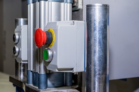 Machine control panel with instruments and buttonsの写真素材