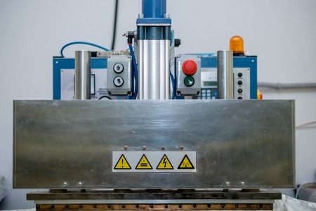 Electric machine for production of stretch ceilings close-upの写真素材