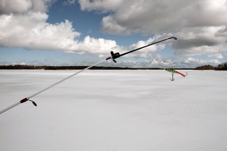 Fishing rod for winter fishing with a balancerのeditorial素材