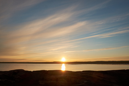 sunset on the White Seaの写真素材