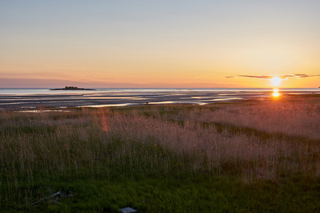 beautiful sunset on the White Seaの写真素材