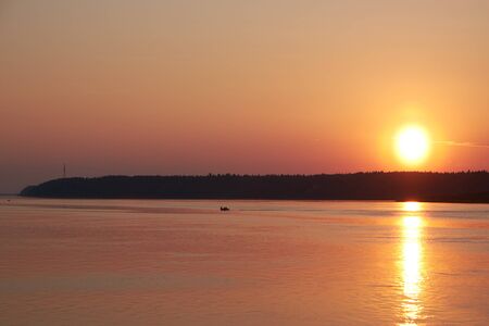 Sunset on the Severnaya Dvina Riverの写真素材