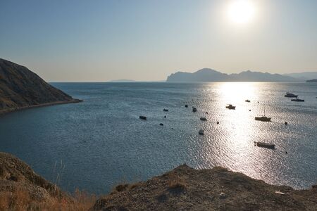 View of the village of Ordzhonikidze, Crimea.の写真素材