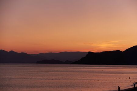 Sunset on the Black Sea in Ordzhonikidze.の写真素材