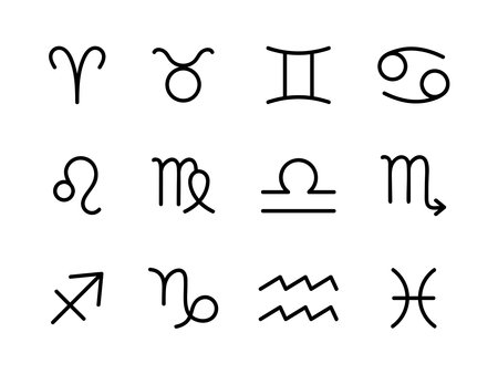 Zodiac signs set. Astrological symbols. Vector illustration.のイラスト素材