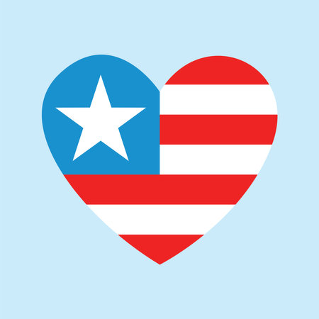 Flag of the USA in the shape of a heart. Vector illustration.のイラスト素材