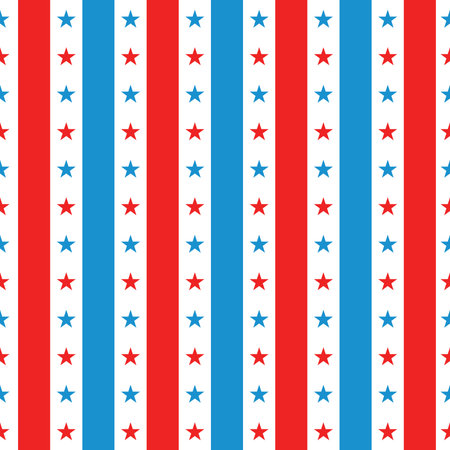 Patriotic seamless pattern with stars and stripes. Vector illustration.のイラスト素材