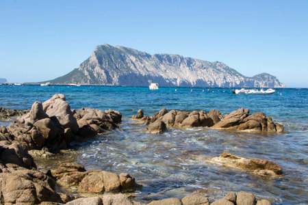 View of Tavolara, Sardinia, Italyの写真素材