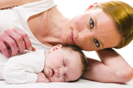 Mom and newborn babyの写真素材