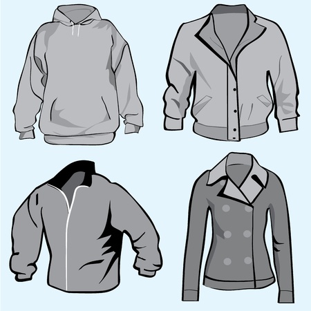  Jacket,hoodie,coat or sweatshirt template set or collection のイラスト素材