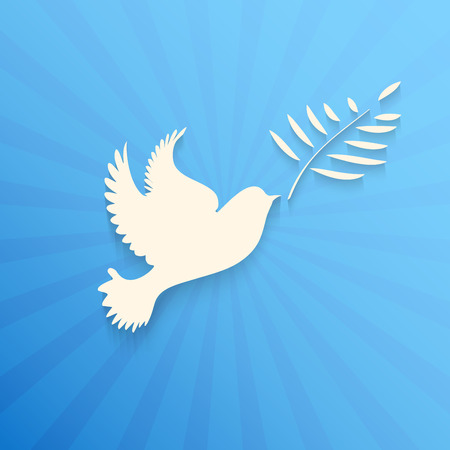 Dove with olive branch.Concept of freedom and peace.のイラスト素材