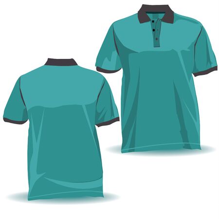 TShirt,shirt front and back with collarのイラスト素材