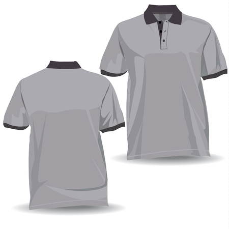 TShirt,shirt front and back with collarのイラスト素材