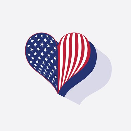 The USA flag colors painted like heart in watercolor style. のイラスト素材