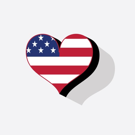 The USA flag colors painted like heart in watercolor style. EPS10のイラスト素材
