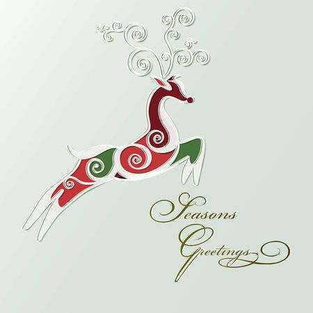 Deer stylized for seasons greetings card. Vector.のイラスト素材