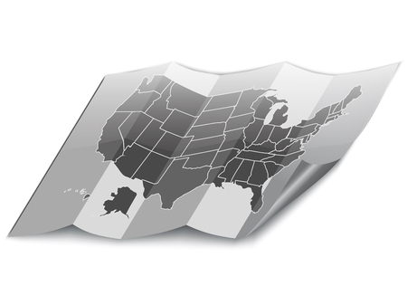 USA folded map. Realistic vector.のイラスト素材