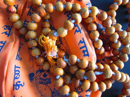 GARLAND OR MALA BEING USED TO COUNT AND CHAND の写真素材
