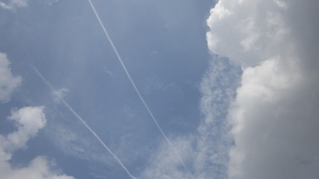 jet plane in cloudy sky