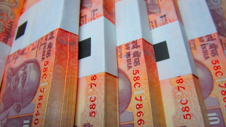 TEN RUPEES INDIAN MONEY- BUNDLESの写真素材