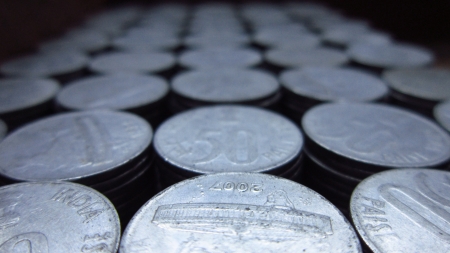 STACK OF COINS SEEN FROM TOP