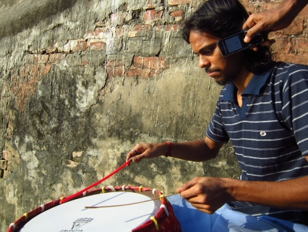 celebration at a ghat on river ganges. shot at afternoon hours on 22.10.12 at kolkata, west bengal,...