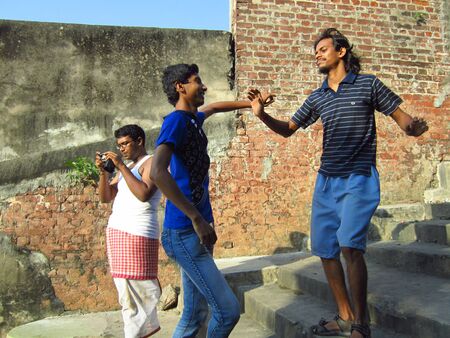 celebration at a ghat on river ganges. shot at afternoon hours on 22.10.12 at kolkata, west bengal, india, asiaのeditorial素材