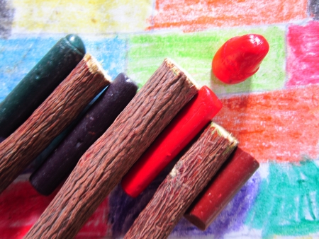 colorful crayons and sticks defining primary educationの写真素材