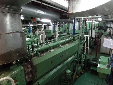SHIP ENGINE ROOM. SHOT AT AFTERNOON HOURS ON MARCH 17, 2013 IN NEIL ISLAND, ANDAMAN, INDIA.
