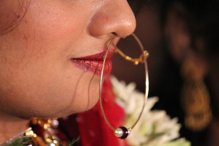 At a marriage function  Shot at evening hours on April 21, 2014 at Kumrahar, Patna, India のeditorial素材