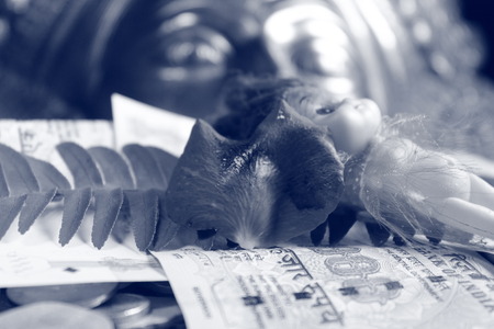 Money and domestic violence against woman.の写真素材