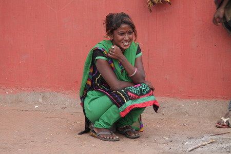 Poor Indian street dweller. Shot at morning hours at Gandhi Maidan, Patna, Bihar, India on 12.02.15.のeditorial素材