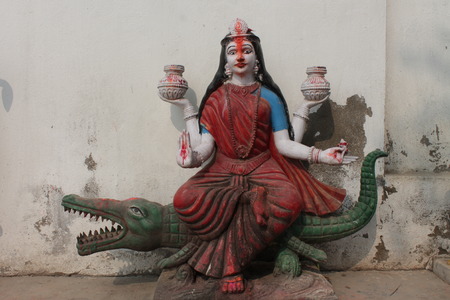Ram mandir deity. . Shot at afternoon hours on 15.02.15 at Kaunharra Ghat, Hajipur, Vaishali, Bihar, India.のeditorial素材