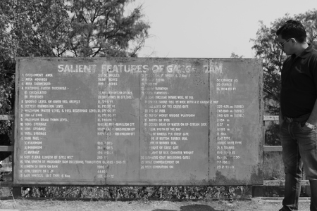 Signboard at Garga Dam. Shot at afternoon hours at Bokaro, Jharkhand, India on 26.02,2015.のeditorial素材