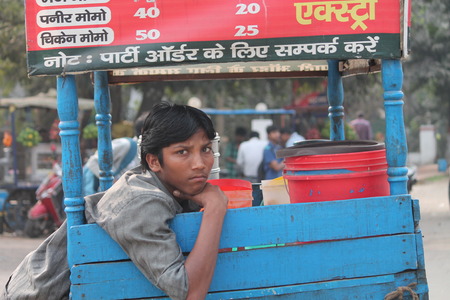Small time shopkeeper. Street photo, Shot at Gandhi Maidan, Patna, Bihar, India on 20.02.15 at afternoon hours.のeditorial素材