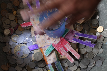 Coins and artの写真素材