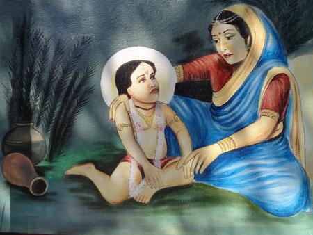 Chaitanya Mahaprabhu wall painting at Chaitanya ghat, Hoogly. Travel Kolkata. Shot afternoon on 16.10.16.のeditorial素材