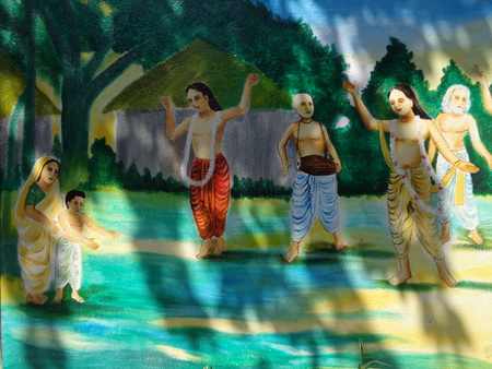 Chaitanya Mahaprabhu wall painting at Chaitanya ghat, Hoogly. Travel Kolkata. Shot afternoon on 16.10.16.のeditorial素材