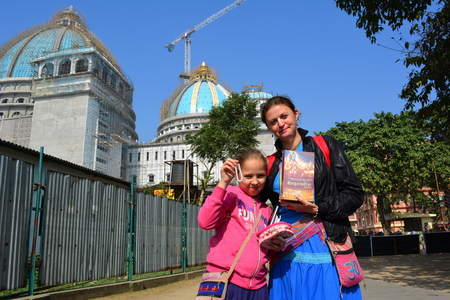 Mayapur, Nabadwip, Nadia, West Bengal. ISKCON temple and daily life of birthplace of Chaitanya Mahaparabhu. Shot on 28 December 2017.のeditorial素材