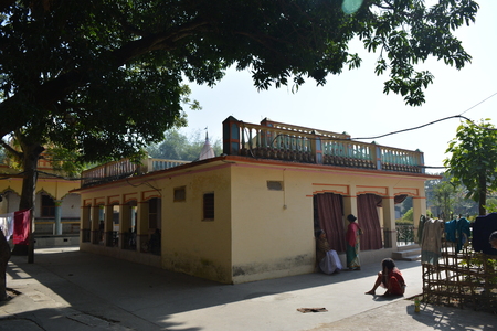 Gaudia temple, Swaroop ganj, Mayapur, Nabadwip, India. ISKCON temple and local activities. Shot on morning, December 28, 2017.  International Society for Krishna Consciousness activities and Mayapur, Nadia District. River Hoogly and Jalangi. Rural religioのeditorial素材