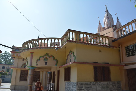 Gaudia temple, Swaroop ganj, Mayapur, Nabadwip, India. ISKCON temple and local activities. Shot on morning, December 28, 2017.  International Society for Krishna Consciousness activities and Mayapur, Nadia District. River Hoogly and Jalangi. Rural religioのeditorial素材