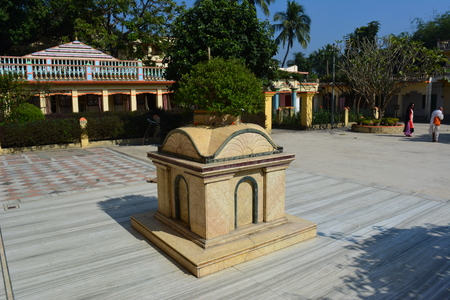 Gaudia temple, Swaroop ganj, Mayapur, Nabadwip, India. ISKCON temple and local activities. Shot on morning, December 28, 2017.  International Society for Krishna Consciousness activities and Mayapur, Nadia District. River Hoogly and Jalangi. Rural religioのeditorial素材