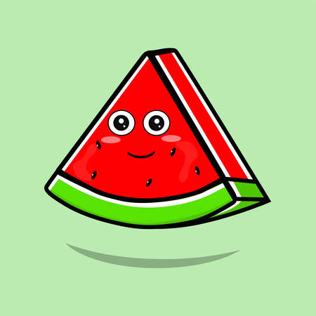 cute watermelon character emoticon. Summer fruit. Watermelon character emoji illustrationのイラスト素材