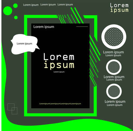 Social media post template with cool design elements on green color. Eps.10のイラスト素材