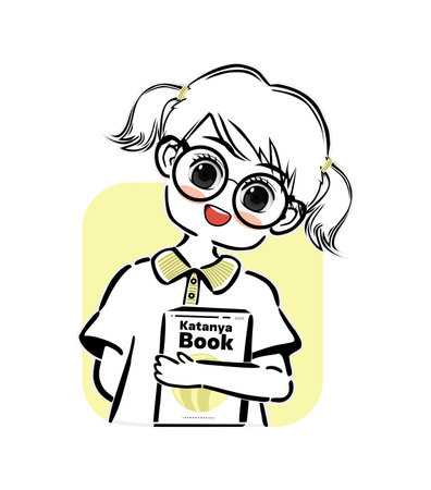 Illustration of a schoolgirl holding a book. Vector illustration.のイラスト素材