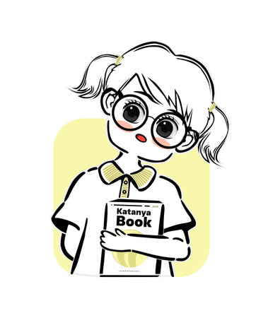 Illustration of a schoolgirl holding a book. Vector illustration.のイラスト素材