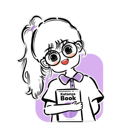 Cute schoolgirl with a book. Vector illustration on white background.のイラスト素材