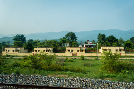 July 4th 2022 Jammu and Kashmir India. Railway Servant housing colony or official quarters alongside a railway station.の写真素材