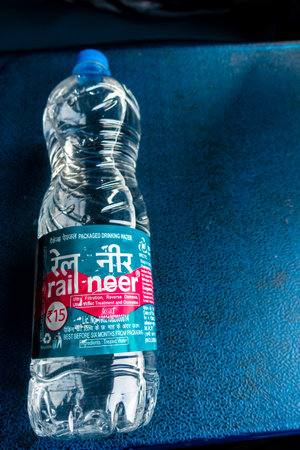 July 4th 2022 Haridwar India. Rail Neer packaged drinking water bottle offered by Indian Railways.の写真素材