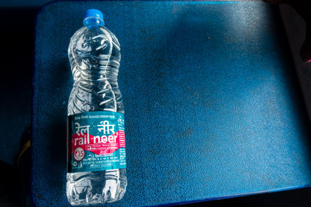 July 4th 2022 Haridwar India. Rail Neer packaged drinking water bottle offered by Indian Railways.の写真素材